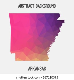 Arkansas map in geometric polygonal,mosaic style.Abstract tessellation,modern design background. Vector illustration EPS8
