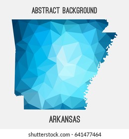 Arkansas map in geometric polygonal,mosaic style.Abstract tessellation,modern design background,low poly. Vector illustration.