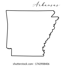 Arkansas map high quality vector. American state simple hand made line drawing map