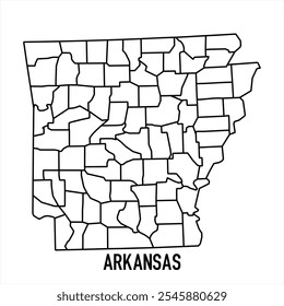 Arkansas map icon isolated on white background. Outline map. Simple line icon. Vector illustration