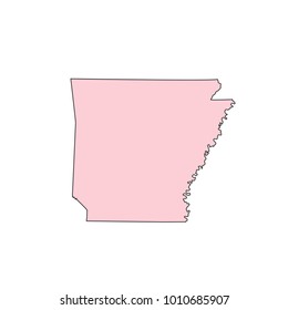 Arkansas map isolated on white background silhouette. Arkansas USA state.