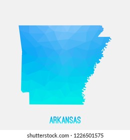 Arkansas map low poly geometric polygonal,mosaic style,abstract tessellation,modern design background. Geometric cover, mockup. Vector illustration EPS10.