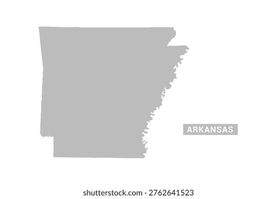 Arkansas map - Minimal Flat Vector Illustration in Black and Gray, Isolated on White Background, Ideal for Infographics, Educational Use, Reports, and Presentations.