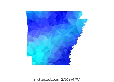 Arkansas map - Polygon Style Vector Illustration in Blue Gradient, Low Poly Geometric Design, Isolated on White Background, Perfect for Infographics, Education, and Modern Presentations.