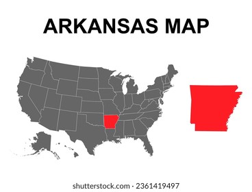 Arkansas map shape, united states of america. Flat concept icon symbol vector illustration .