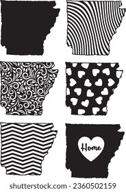 Arkansas Map Shape Vector Pack