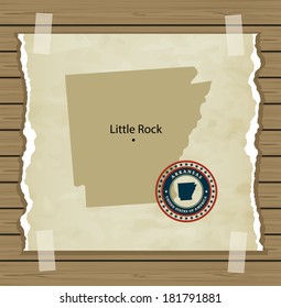 Arkansas map with stamp vintage vector background