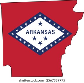 Arkansas map state flag icon. Vector stock illustration