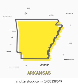 Arkansas map in thin line style. Arkansas infographic map icon with small geometric figures. Arkansas state. Vector illustration modern concept