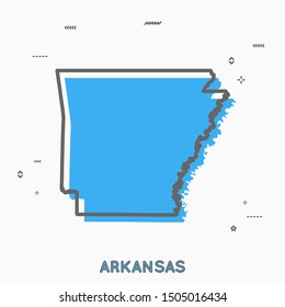 Arkansas map in thin line style. Arkansas infographic map icon with small geometric figures. Arkansas state. Vector illustration modern concept