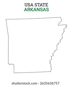 Arkansas map of USA state. Arkansas map vector illustration. Arkansas vector map on white background.