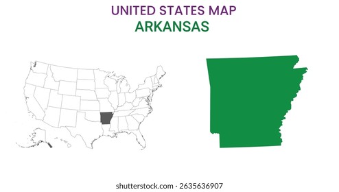 Arkansas map of USA state. Arkansas map vector illustration. Arkansas vector map on white background.