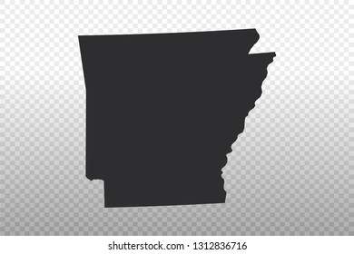 Arkansas Map - USA, United States of America map, World Map International vector template isolated on transparent background - Vector illustration eps 10