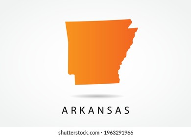 Arkansas Map - USA, United States of America map, World Map International vector template with Orange gradient color isolated on white background - Vector illustration eps 10