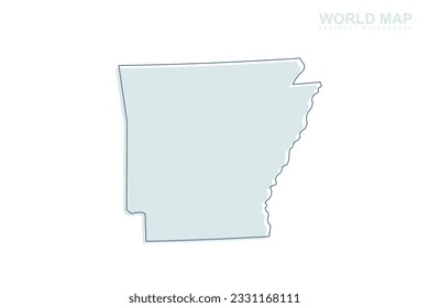 Arkansas Map - USA, United States of America Map vector with blue stork line and blue geometric shapes isolated on white background for design, infographic, website - Vector illustration eps 10