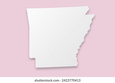 Arkansas Map - USA, United States of America Map vector template with paper cut style including shadow and white color on pink background for design, website - Vector illustration eps 10