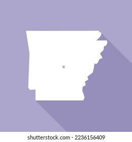 Arkansas map vector illustration. Lavender colored flat map of south central state with the capital - Little Rock. United States od America, infographics, geography concepts.