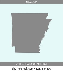 Arkansas map vector outline illustration gray background
