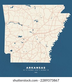 Arkansas Map Vector Poster and Flyer