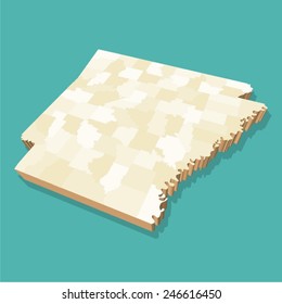 Arkansas Map Vector Three Dimensional