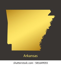 Arkansas map,border with golden gradient. Vector illustration