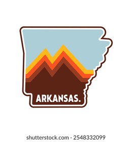 Arkansas Mountain on Retro Line and Sunset Perfect for Print