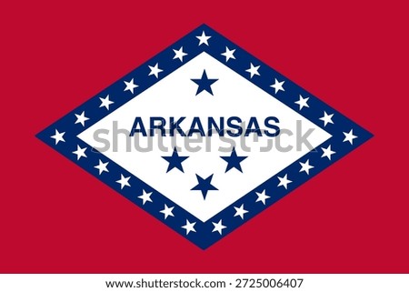 Arkansas official state flag. Part of The United States of America. Clean design for print, web, or educational use. Vector illustration.