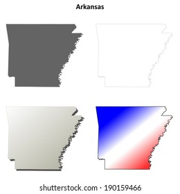 Arkansas outline map set - vector version