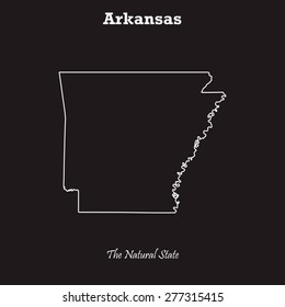 Arkansas outline map,stroke. Name of state. Line style. Vector EPS8