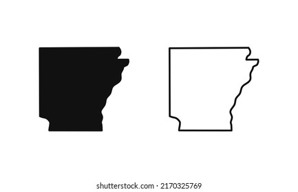 Arkansas outline state of USA. Map in black and white color options. Vector Illustration.