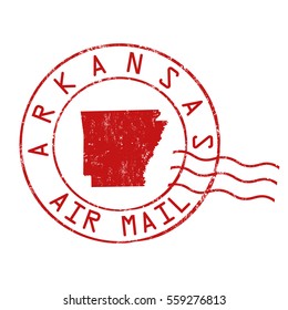 Arkansas post office, air mail, grunge rubber stamp on white background, vector illustration
