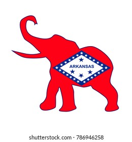 The Arkansas Republican elephant flag over a white background
