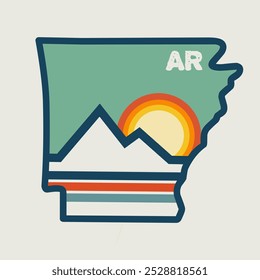 Arkansas Retro Design – Mountain Sunset Minimalist Art