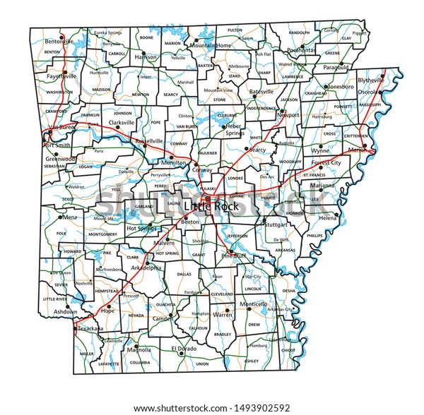 Free Map Of Arkansas High Detailed Arkansas Road Map Labeling Stock Vector (Royalty Free)  1493902613 | Shutterstock