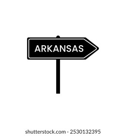 Arkansas road sign. City name on black road traffic signs board design vector illustration.