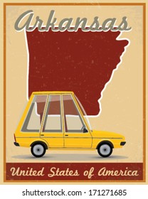 Arkansas road trip vintage poster 