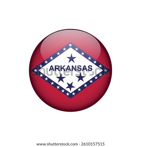 Arkansas Round Circle Button Flag of the US States Vector Template