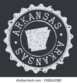 Arkansas Seal. Silhouette Postal Passport Stamp. Round Vector Icon Postmark.