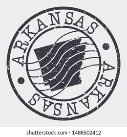 Arkansas Stamp Postal. Map Silhouette Seal. Passport Round Design. Vector Icon. Design Retro Travel.