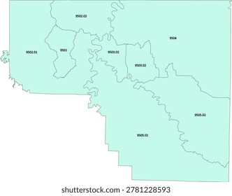 Arkansas State Carroll County vector Census Tract polygon based on Tiger 2020 Census Data
