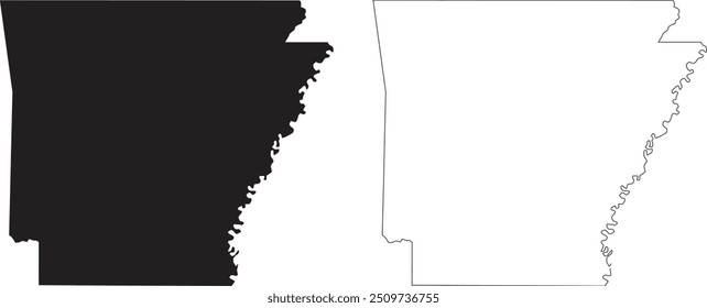 Arkansas state contour outline silhouette vector map