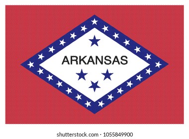 An Arkansas state flag with white dots isolated on a white background