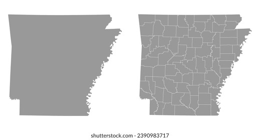 Arkansas state gray maps. Vector illustration.