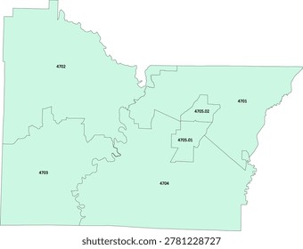 Arkansas State Lawrence County vector Census Tract polygon based on Tiger 2020 Census Data