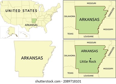 Arkansas state location on map of USA