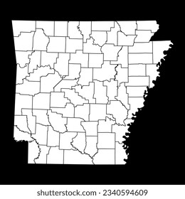 Arkansas state map with counties. Vector illustration.