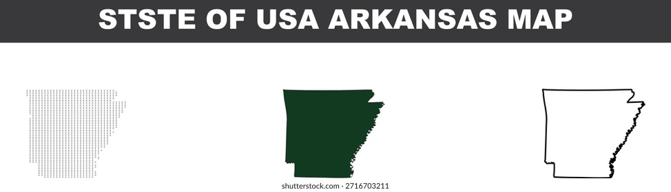 Mapa del estado de Arkansas en diferentes estilos para infografías y presentaciones Mapa del estado de Estados Unidos