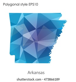 Arkansas state map in geometric polygonal,mosaic style.Abstract gems triangle,modern design background. Vector illustration EPS10