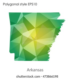 Arkansas state map in geometric polygonal,mosaic style.Abstract gems triangle,modern design background. Vector illustration EPS10