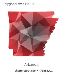 Arkansas state map in geometric polygonal,mosaic style.Abstract gems triangle,modern design background. Vector illustration EPS10